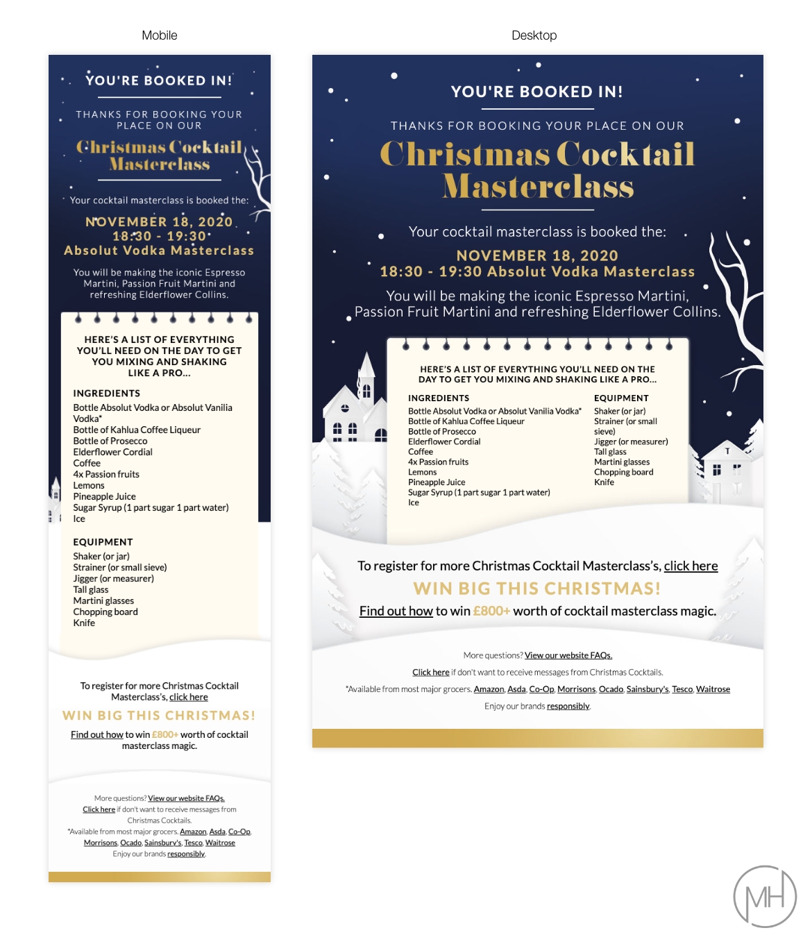 Cocktail class email development