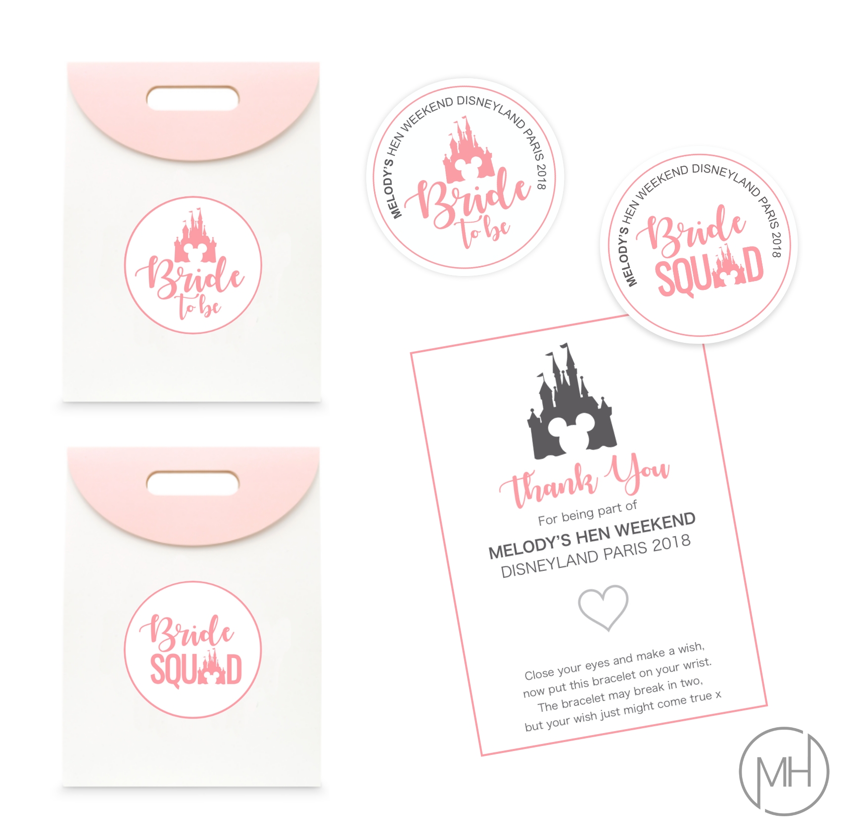 Gift bag, gift & badge design